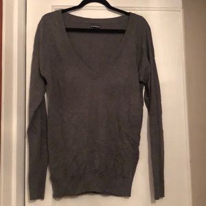 Gray Express V Neck Sweater